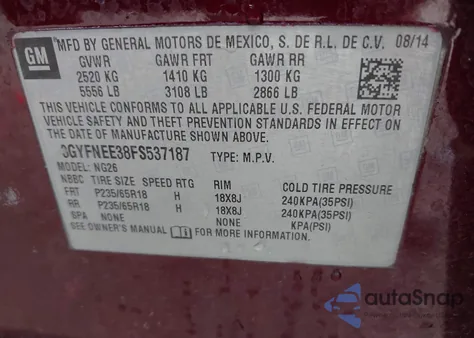 2015 Cadillac Srx Luxury Collection из США, поврежденный, VIN 3GYFNEE38FS537187